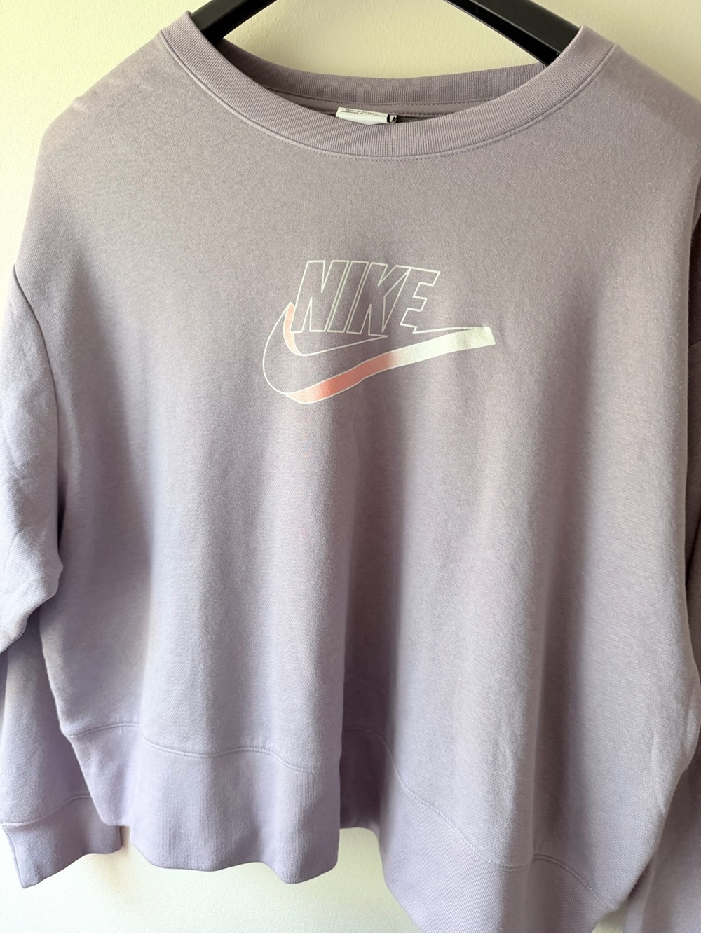 Nike Women's Lavender Crewneck Sweatshirt with White Logo